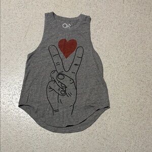 Chaser Gray Tank Top with Red Heart Graphic